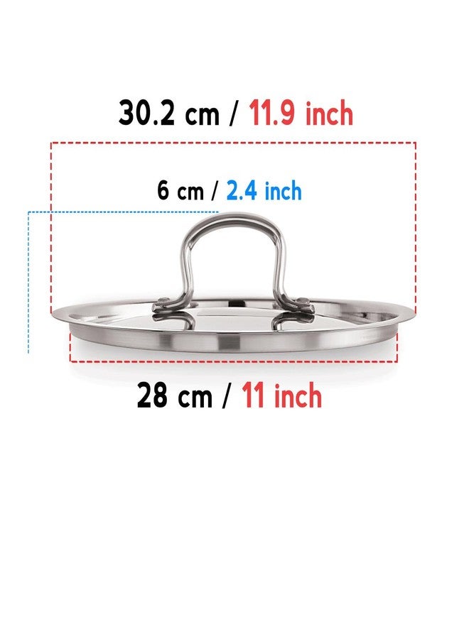 هايزل طقم أواني طهي من الفولاذ المقاوم للصدأ من هازل، غطاء عادي بمقبض (القطر الخارجي 30.2 سم، القطر الداخلي 28 سم) - Image 2